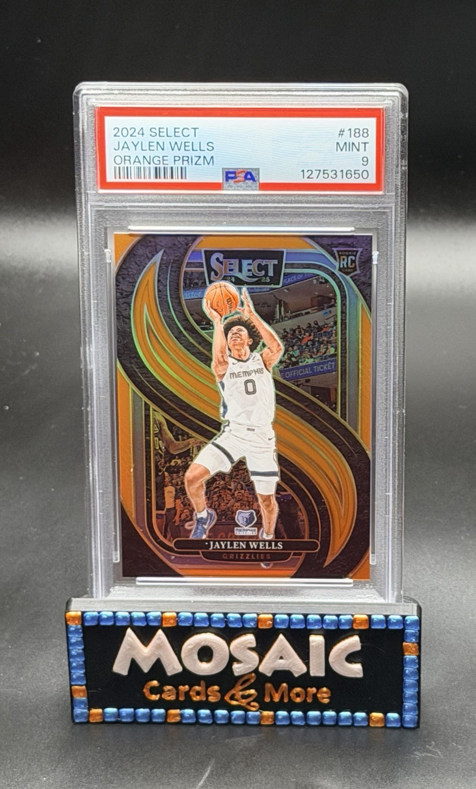 2024-25 Panini Select Jaylen Wells Orange Prizm SP /65 Rookie RC PSA 9 MINT #188