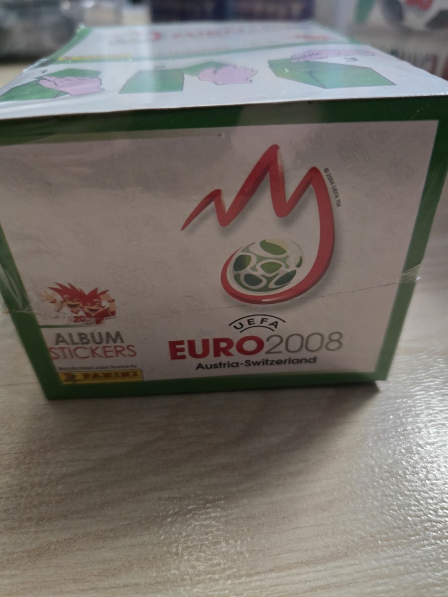 Sealed Panini Euro 2008 Box - 100 Packs Of Stickers - Green Shiny