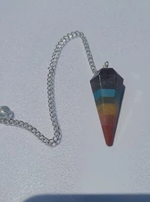 7 Chakra Faceted Cone Crystal Dowsing Pendulum Divination Tool