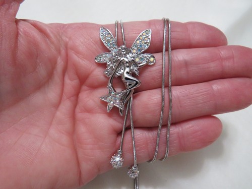 VINTAGE KIRKS FOLLY KRISTALL FEE PIXIE STERN HALSKETTE SILBERFARBEN VERSTELLBAR 32" - Bild 14 von 17