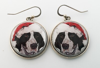 Santa Pointer Dog Breed Christmas Earrings