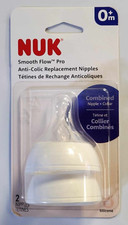 2-Pack NUK Smooth Flow Pro 0 m Nipples Anti-Colic Silicon Nipple Collar