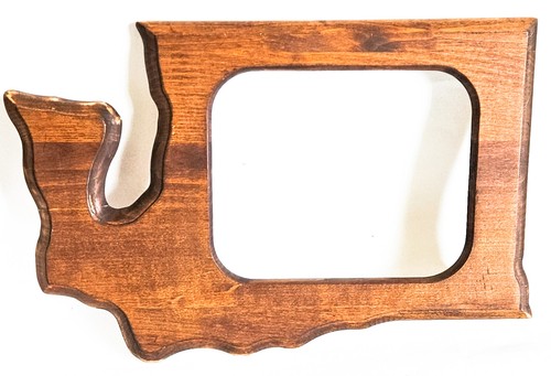 Wooden Frame Carved in the Shape of Washington State 19" X 12" - 第 1/6 張圖片
