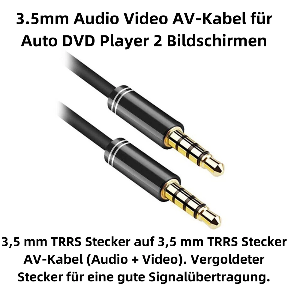 F95 3.5mm Audio Video AV Kabel für Bildschirmen Auto DVD Player AUX Kabel 1m - Bild 2 von 4