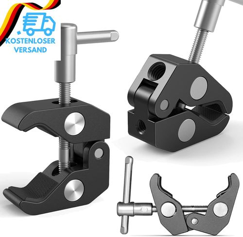 2 Stück Super Clamp Stativ Klemme Mit 1/4 Und 3/8 Gewinde Schraube Adapter, Kame - Bild 5 von 12