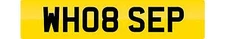 PRIVATE NUMBER PLATE WH08 SEP CHERISHED REGISTRATION WHO 8TH SEPTEMBER BIRTHDAY