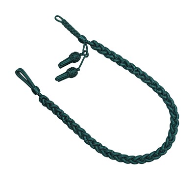 Schießschnur Zopfgeflecht Schützenschnur mit Eichel (grün, silber und gold)