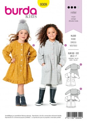 Burda Nähmuster 9309 Kinder 92-122