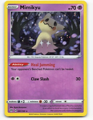 2020 Pokemon, Darkness Ablaze, #81/189 Mimikyu, Cosmos Holo Rare