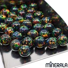 FIRE BLACK SYNTHETIC LAB CREATED OPAL FULL DRILL ROUND BEADS 3mm-10mm WP027B5