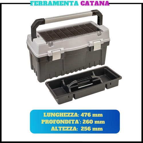 CASSETTA PER ATTREZZI VALIGIA VALIGETTA VUOTA PORTA UTENSILI MANICO ALLUMINIO - Foto 4 di 4