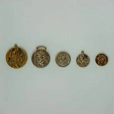 5 Antique St Christopher Medals Collectibles Religious Devotional Items VTG