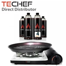 TeChef - Agni Portable Gas Stove with Korean BBQ Grill Pan with 4 Butane Gas