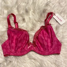 Curvy Kate 32DD Bra Pink Daisie Plunge Underwire Bow Back Closure NEW