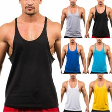 Mens Stringer Bodybuilding Tank Top Solid Gym Singlet Y-Back Muscle Racer-back#A