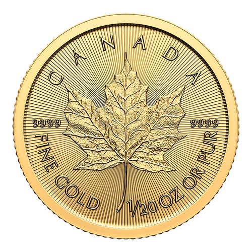 GOLD MAPLE LEAF 2024 CANADA RCM 1/20oz .9999 Pure 24karat GOLD Bullion $1 Coin