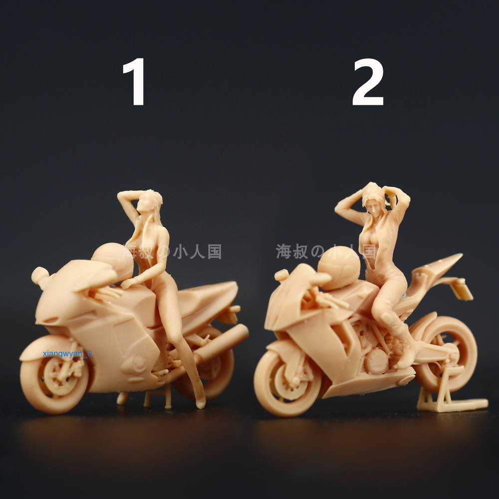 2pcs 1/64 Racing Girl Motorcycle Scene Miniatures Figures For Cars Vehicles Toy