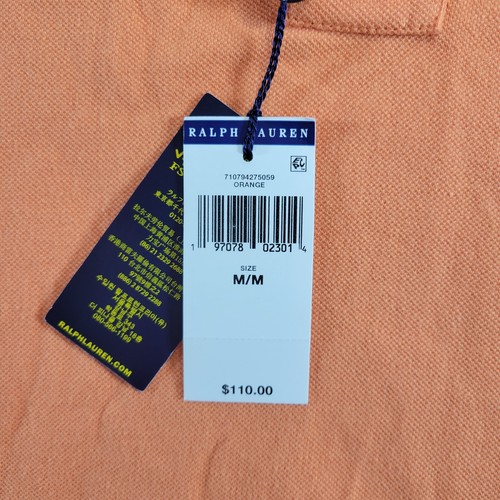 Polo Ralph Lauren Herren Medium Orange Pony Klassische Passform Baumwolle Neu mit Etikett - Bild 5 von 6