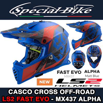 LS2 FAST EVO CASCO CROSS Helmets MX437 ALPHA colore Rosso e Blu Opaco new  2020 | eBay