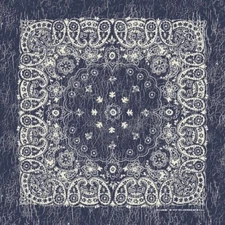 Rustic Navy/Natural Paisley 27x27 Bandanna, Made in USA