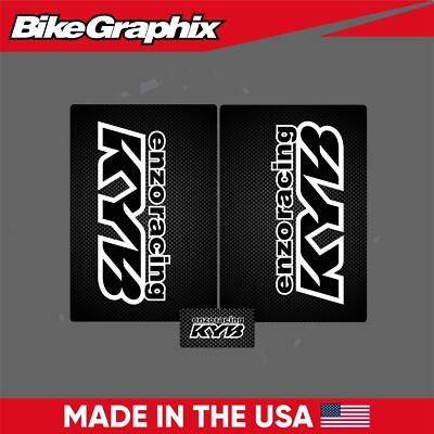 KYB Enzo Racing Fork Stickers and Rear Shock Decal Suspension Set 9x6 Carbon
