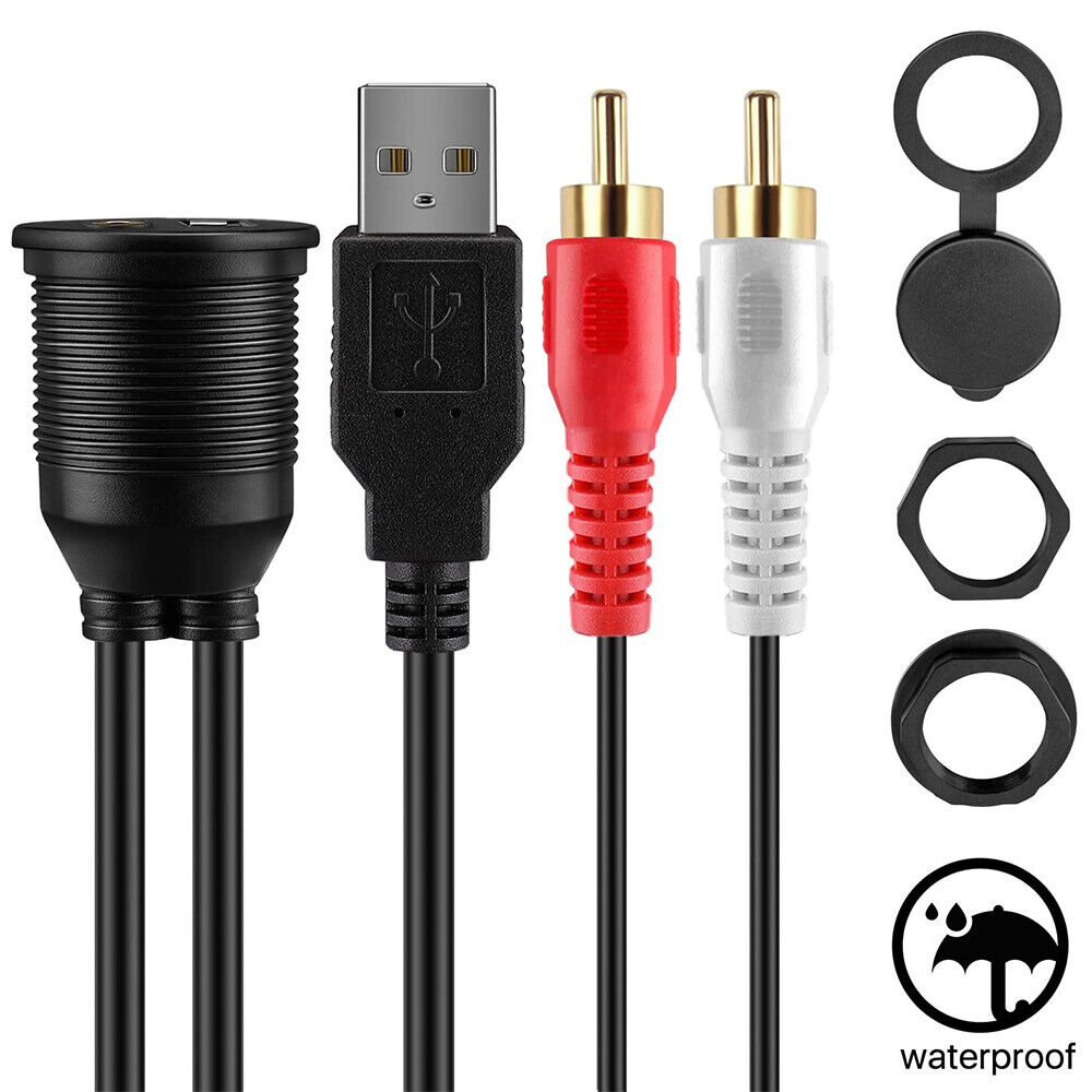 3.5mm Extension Cable Adapter Easily Mount USB Port and Headphone Jack  Ideal for Cars and Boats