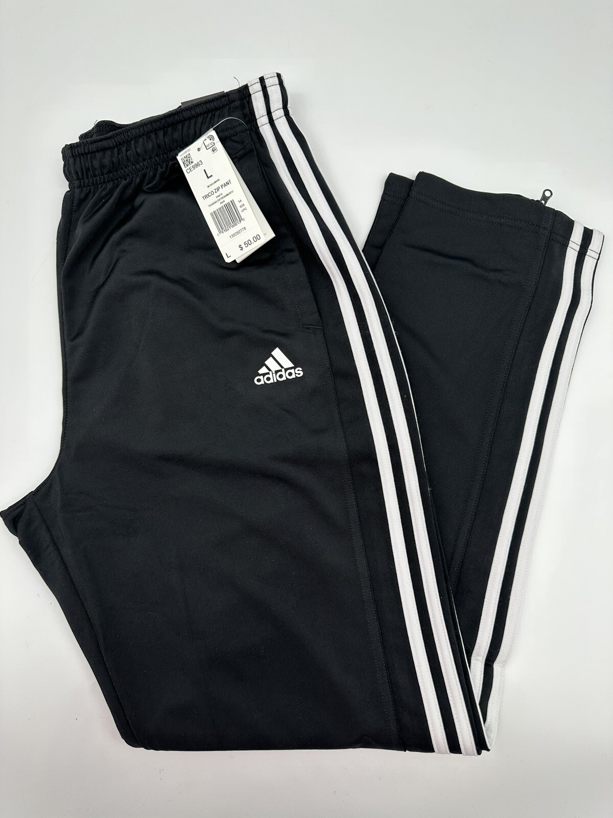 Adidas Men's Essential Tricot Zip Track Pants Black Size Large New 191021600130 eBay