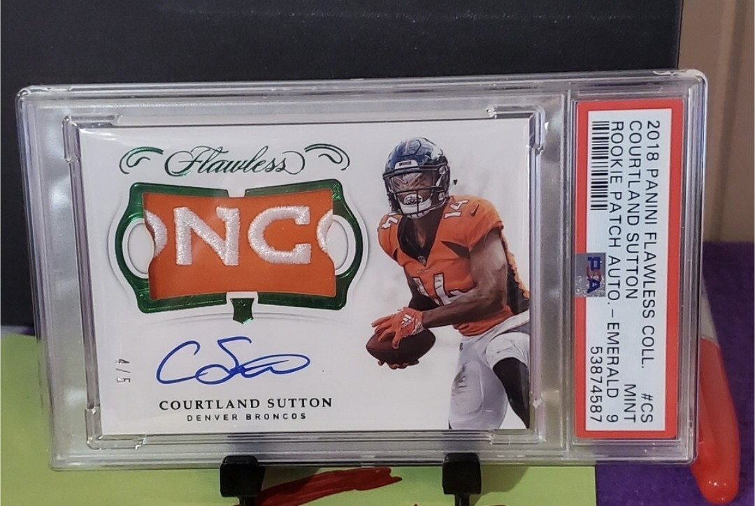 Courtland Sutton Panini Flawless Collegiate Rookie Patch Autographs #CS Emerald