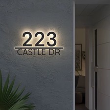 Custom Backlit House Numbers Illuminated Address Sign LED address Plaque