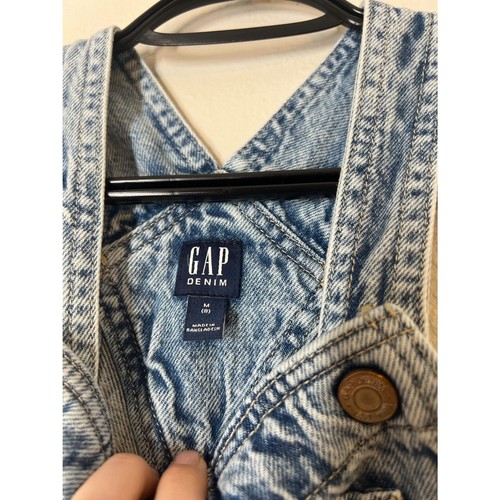 Gap Short Overalls Girls Sz M/8 Medium Wash Raw Hem Shortalls - Picture 5 of 8