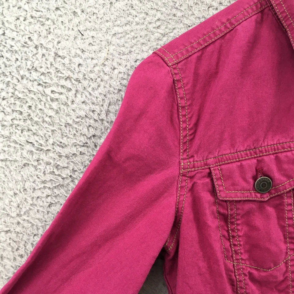 Женские куртки Eddie Bauer S розовые на пуговицах с длинным рукавом джинсовые передние пакеты - Изображение 4 из 4
