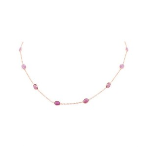 Authentic Natural Ruby Station Necklace 14k White Gold Plated Bezel Set 925 Silver Jewelry