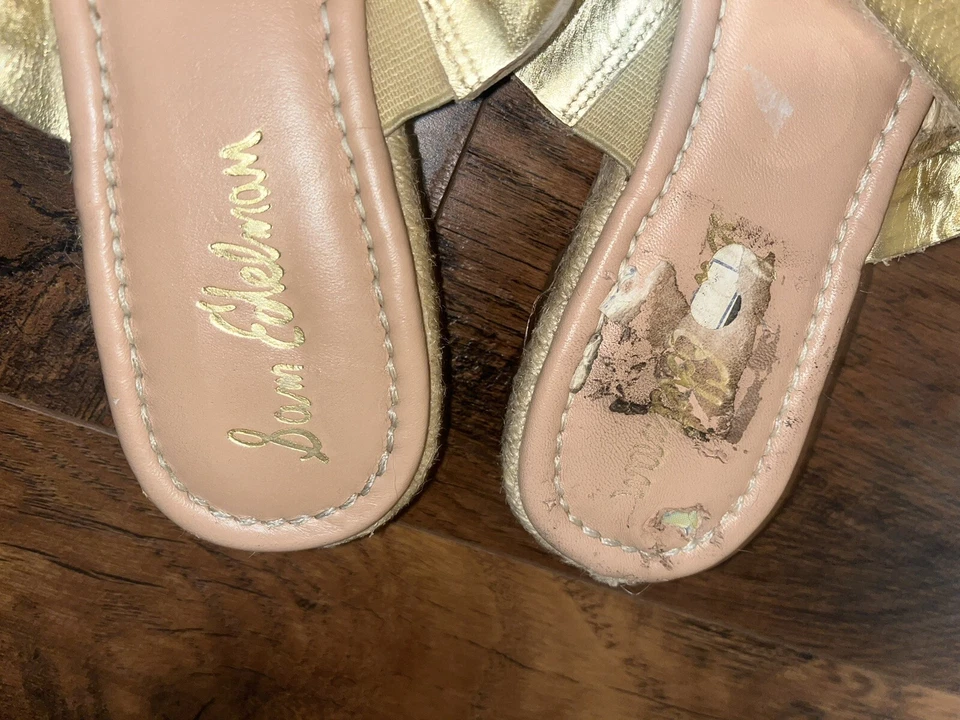  Sam Edelman Austin 金色上衣编织鞋跟懒人鞋平底鞋 7M 码 — 第 2/4 张图片