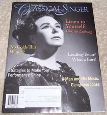 Classical Singer Magazine November 2013 Christa Ludwig opera