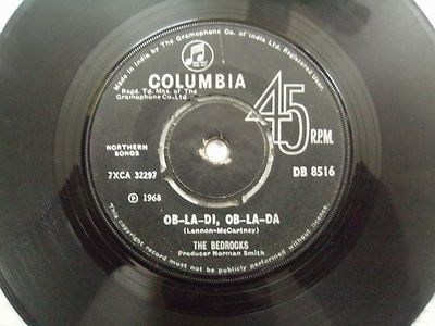 The Bedrocks Ob La Di Da Db 8516 Rare Single 7'' India Indian 45 Rpm VG+