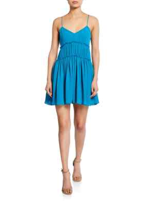 CINQ à SEPT ''PHOEBE'' TIERED PAGODA BLUE MINI DRESS SIZE 4-$345