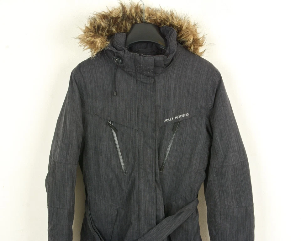 Helly Hansen MUJER Esquí Chaqueta Capucha con Cinturón Negro Top Acolchado - Imagen 2 de 4