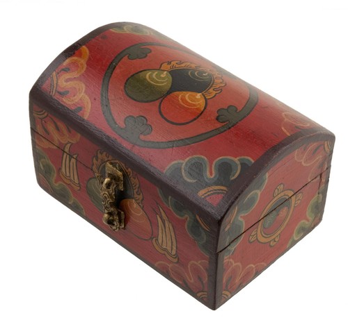 Buddhist Jewelry Box Or Painted Wooden Box 15X10Cm # 5863 - Picture 3 of 5