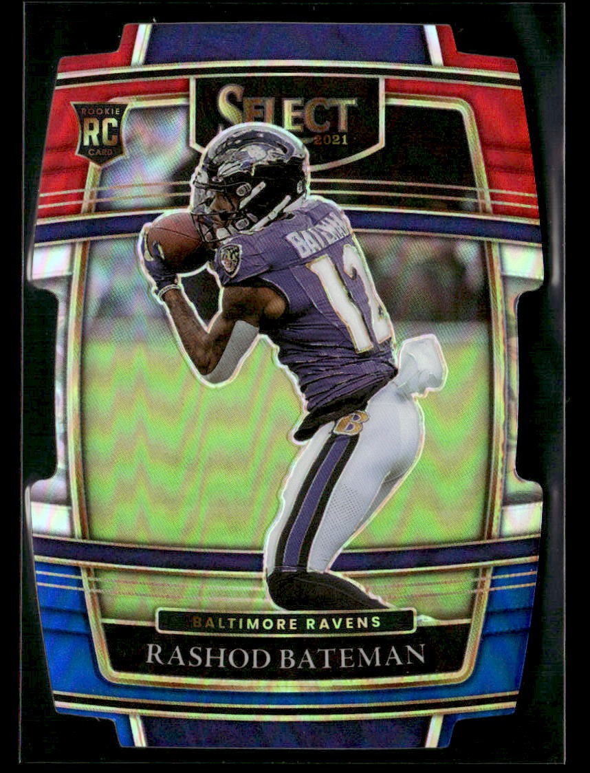 Rashod Bateman 2021 Panini Select #55 Red and Blue Prizm Die Cut