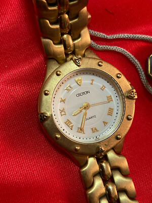 Croton Aquamatic Women Watch 23 K Gold Plated Quartz Japan Retail