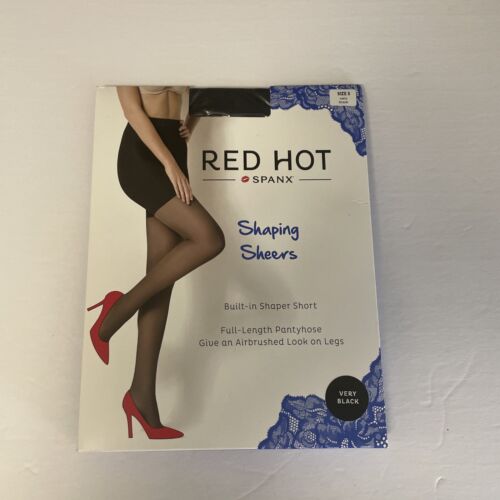 Spanx Red Hot Shaping Sheers Full Length Pantyhose Size 5 Very Black #20027R - Afbeelding 1 van 6