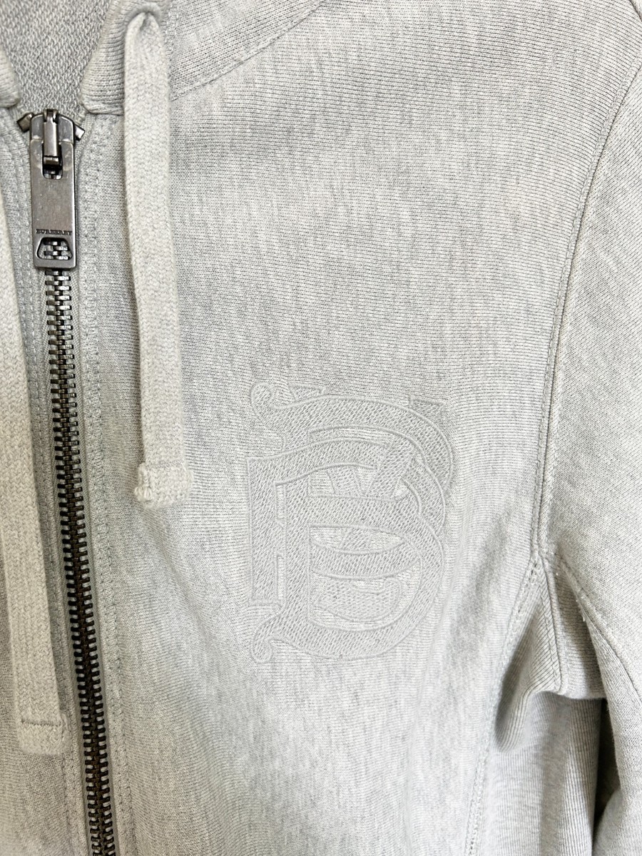 Vintage Burberry Men London Full Zip hoodie Sweater Grey