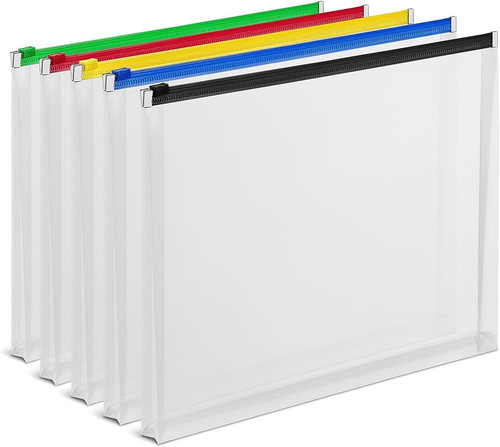 344890 Poly Zip Envelopes Letter Size Clear with Assorted Zippers 5/PK - Picture 5 of 12