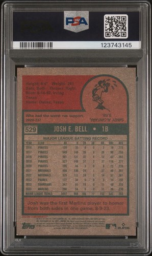 2024 Heritage High Number Josh Bell #529 Black Border Variation PSA GRADO 7 - Imagen 2 de 2