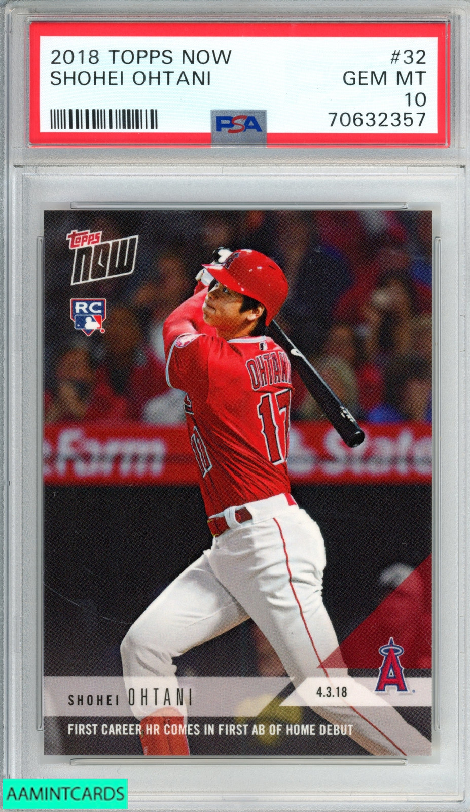 2018 TOPPS NOW SHOHEI OHTANI #32 ROOKIE RC ANGELS PSA 10 GEM MT