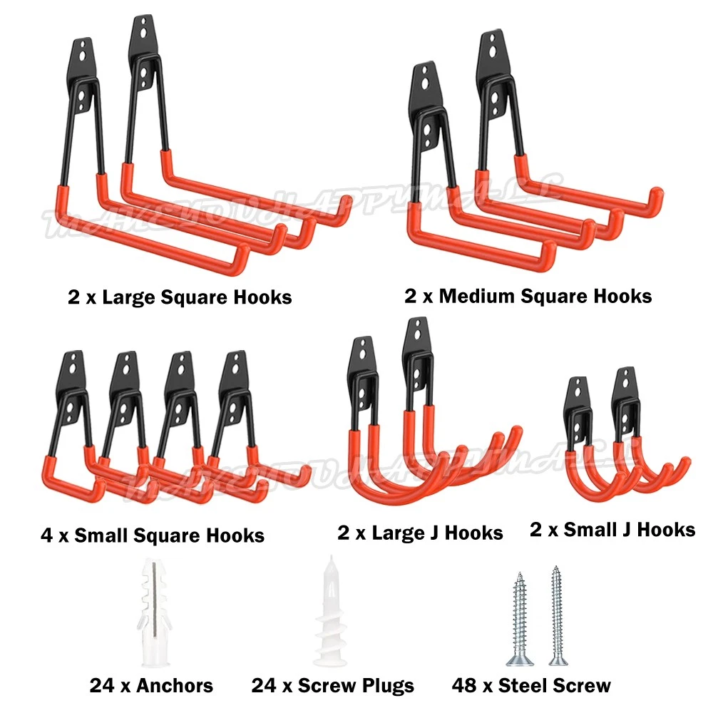 VOVOWOO 12 Packs Garage Storage Hooks Wall Mount Workshop Organizer Heavy Duty