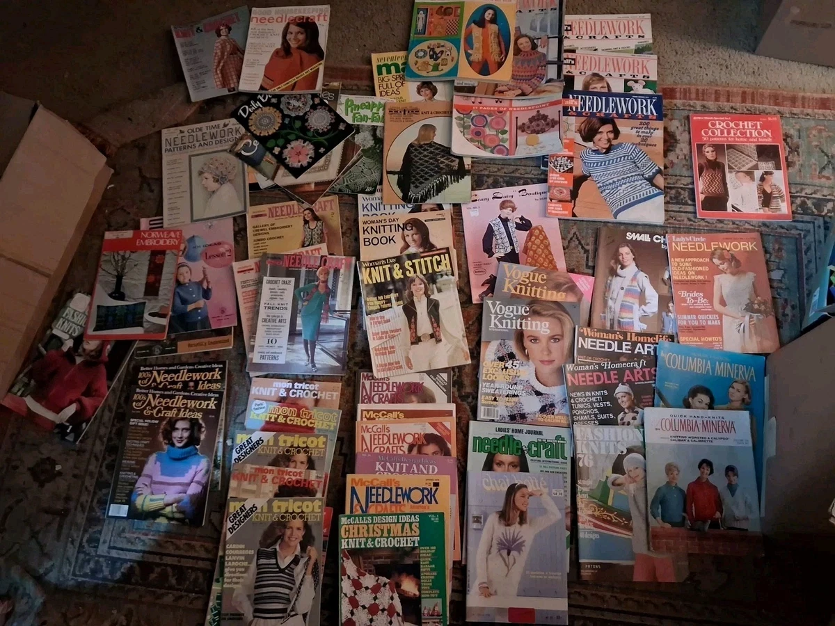 Lote De Colección De 52 Centros de Mesa Artesanía Tejer Crochet Británico Años 60-70 Lote Revista