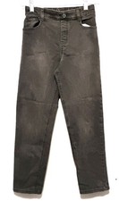 Boys Denim Jeans Sz 10 Gray Stretch Adjustable Waist Straight Fit Button Pocket