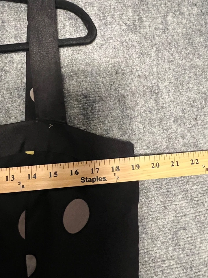 Studio I women’s Black white gray yellow Polka Dot dress coquette flowy Size 14 - Image 3 of 4