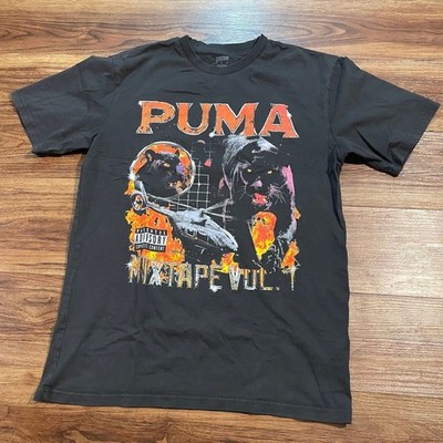 Puma Classic Album T Shirt Graphic Crew Neck Short Sleeve Black Men's Size Small